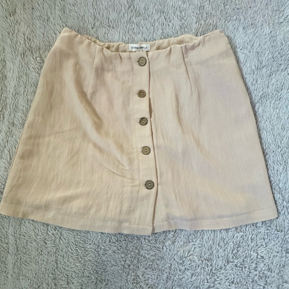 NWOT beige or light tan button-up skirt minimalist slightly A-line shape large